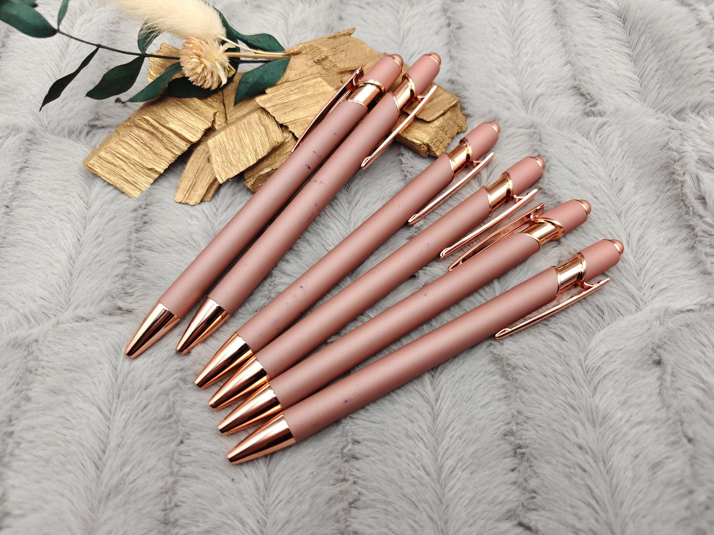 Kugelschreiber personalisiert mit Touchpen B-Ware rosegold aus Aluminium mit Gravur Kuli Stift Holz Gastgeschenk Geschenk schwarz