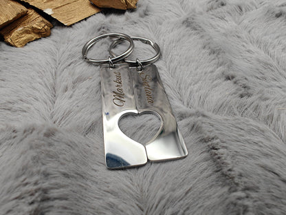 Schlüsselanhänger Liebespaar Herz silber mit Wunschgravur ideales Geschenk Geschenkidee