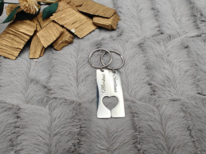 Schlüsselanhänger Liebespaar Herz silber mit Wunschgravur ideales Geschenk Geschenkidee