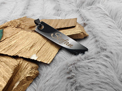 Schlüsselanhänger personalisiert Liebe Edelstahl schwarz rechteckig mit Gravur rechteck 45x10x1,7mm 5 Farben