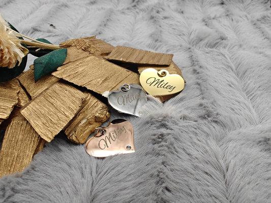 Tiermarke Hundemarke Katzenmarke Anhänger Herz 25mm x 20 mm in 3 Farben mit Gravur Dog Tag