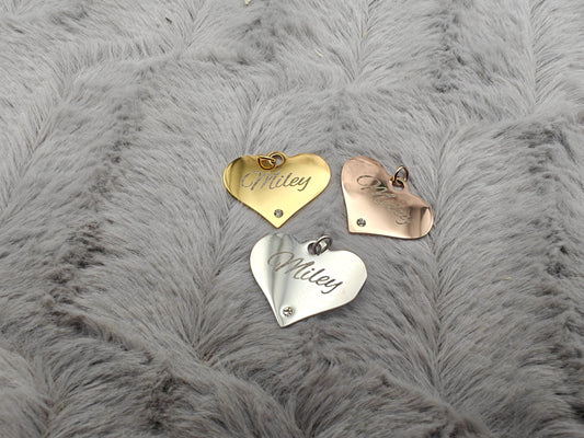 Tiermarke Hundemarke Katzenmarke Anhänger Herz 25mm x 20 mm in 3 Farben mit Gravur Dog Tag