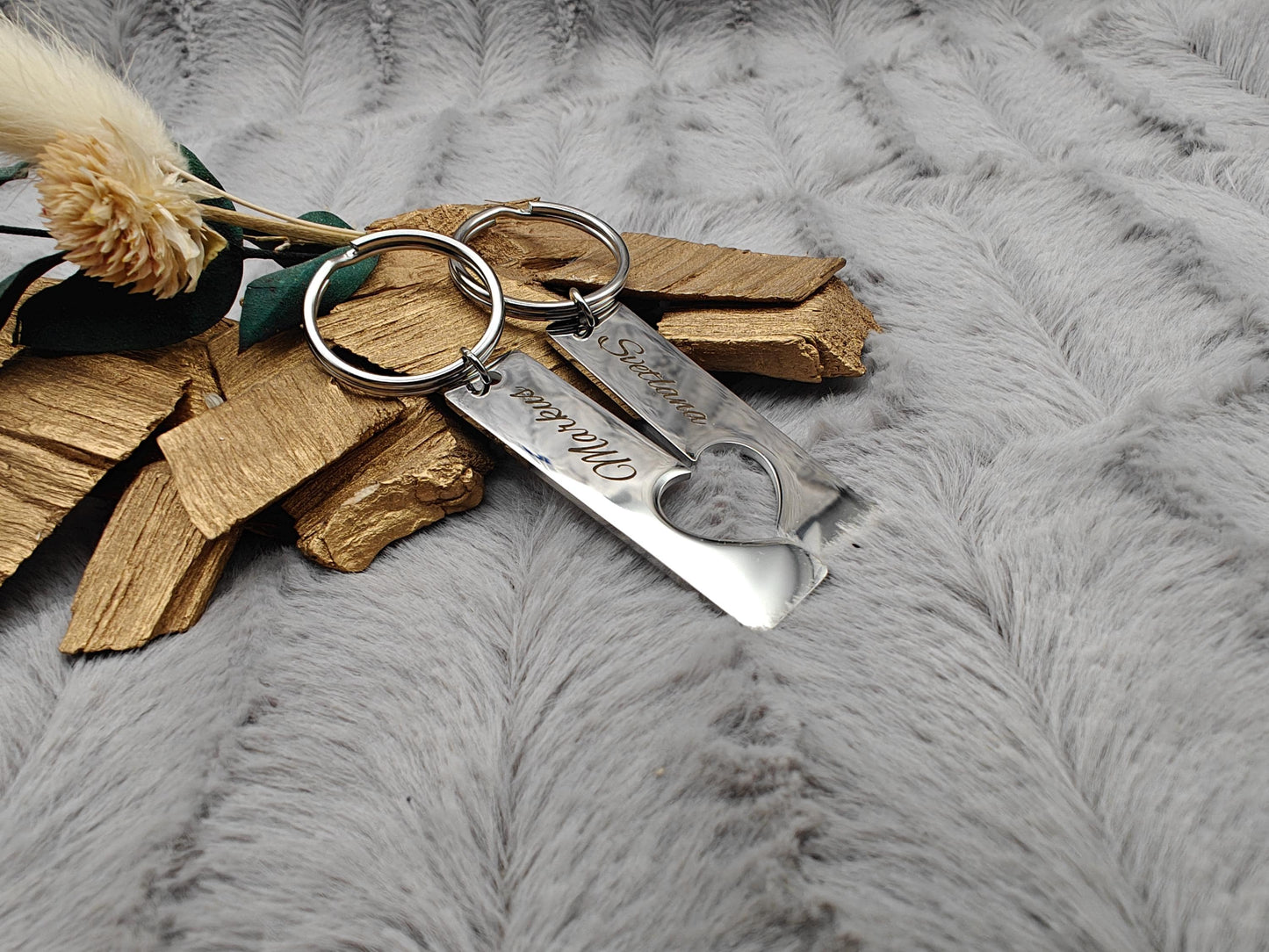 Schlüsselanhänger Liebespaar Herz silber mit Wunschgravur ideales Geschenk Geschenkidee