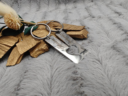 Schlüsselanhänger Liebespaar Herz silber mit Wunschgravur ideales Geschenk Geschenkidee