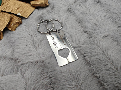 Schlüsselanhänger Liebespaar Herz silber mit Wunschgravur ideales Geschenk Geschenkidee