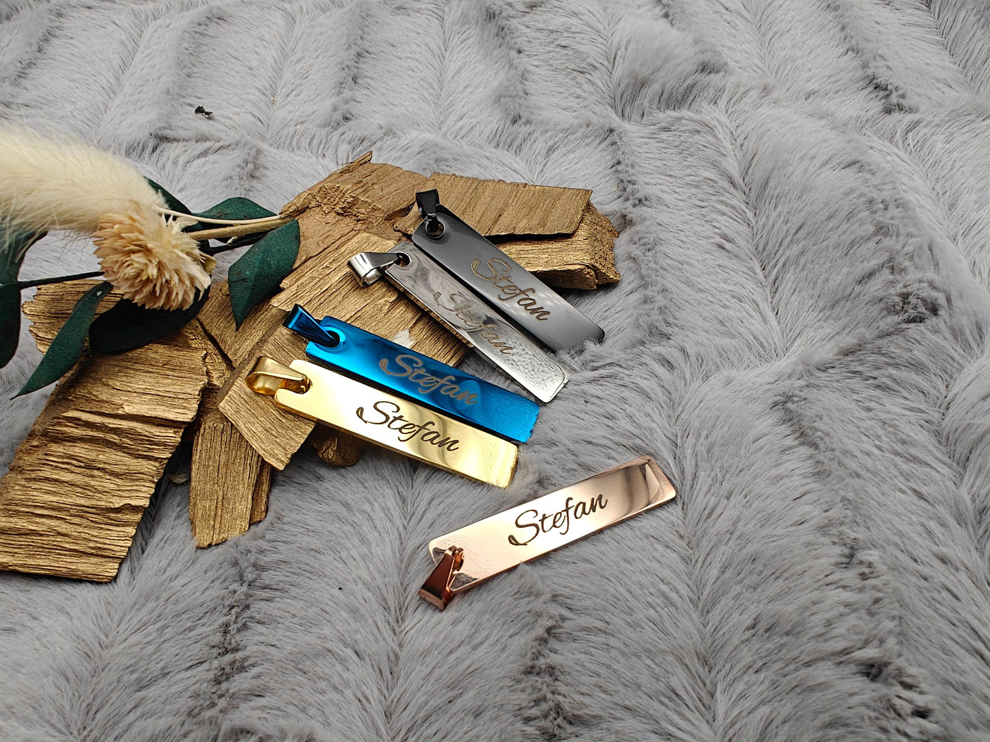 Schlüsselanhänger personalisiert Liebe Edelstahl schwarz rechteckig mit Gravur rechteck 45x10x1,7mm 5 Farben