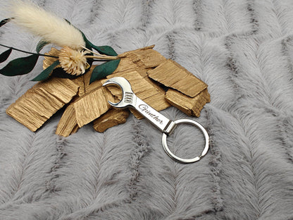 Schlüsselanhänger Flaschenöffner Gabelschlüssel personalisiert mit Gravur Geschenk Geschenkidee Heimwerken Handwerker
