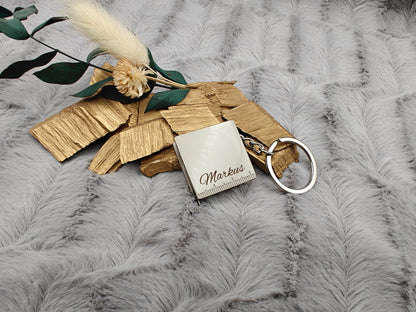 Schlüsselanhänger personalisiert Edelstahl Maßband mit Gravur Geschenk Handwerker Heimwerken