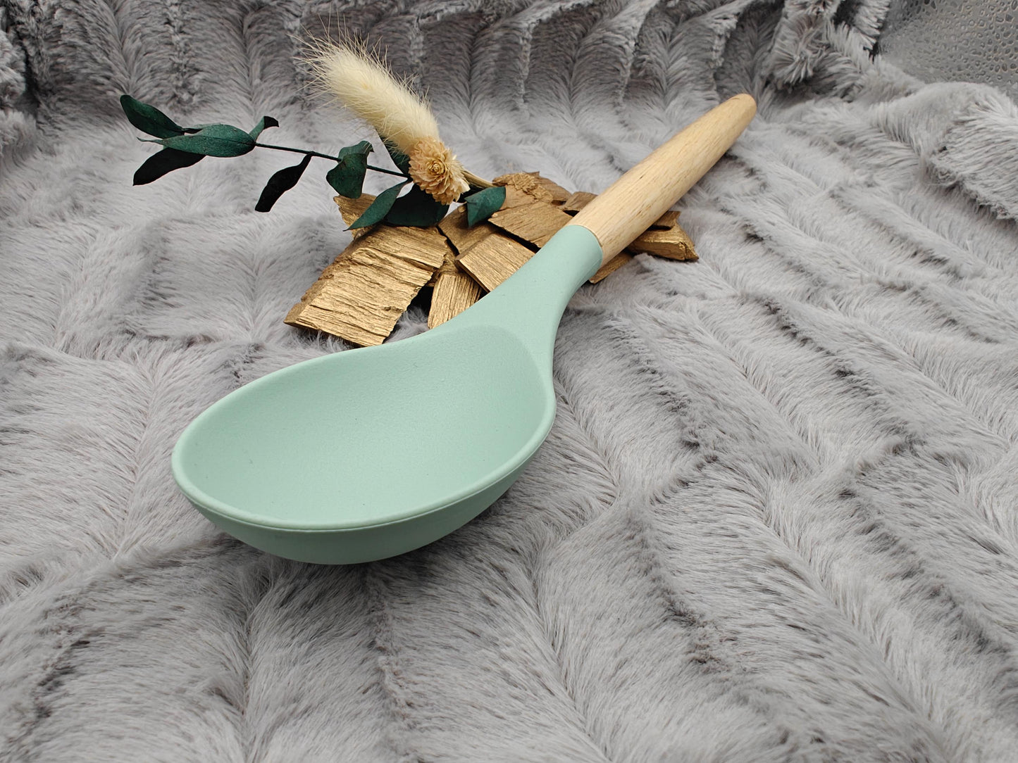 Kochlöffel personalisiert Silikon ca. 31 cm lang mit Wunschgravur Geschenk Küchenhelfer mintgrün oder schwarz
