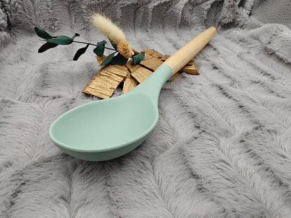 Kochlöffel personalisiert Silikon ca. 31 cm lang mit Wunschgravur Geschenk Küchenhelfer mintgrün oder schwarz