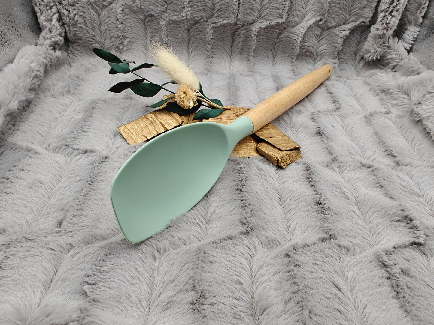 Kochlöffel personalisiert Silikon ca. 31 cm lang mit Wunschgravur Geschenk Küchenhelfer mintgrün oder schwarz