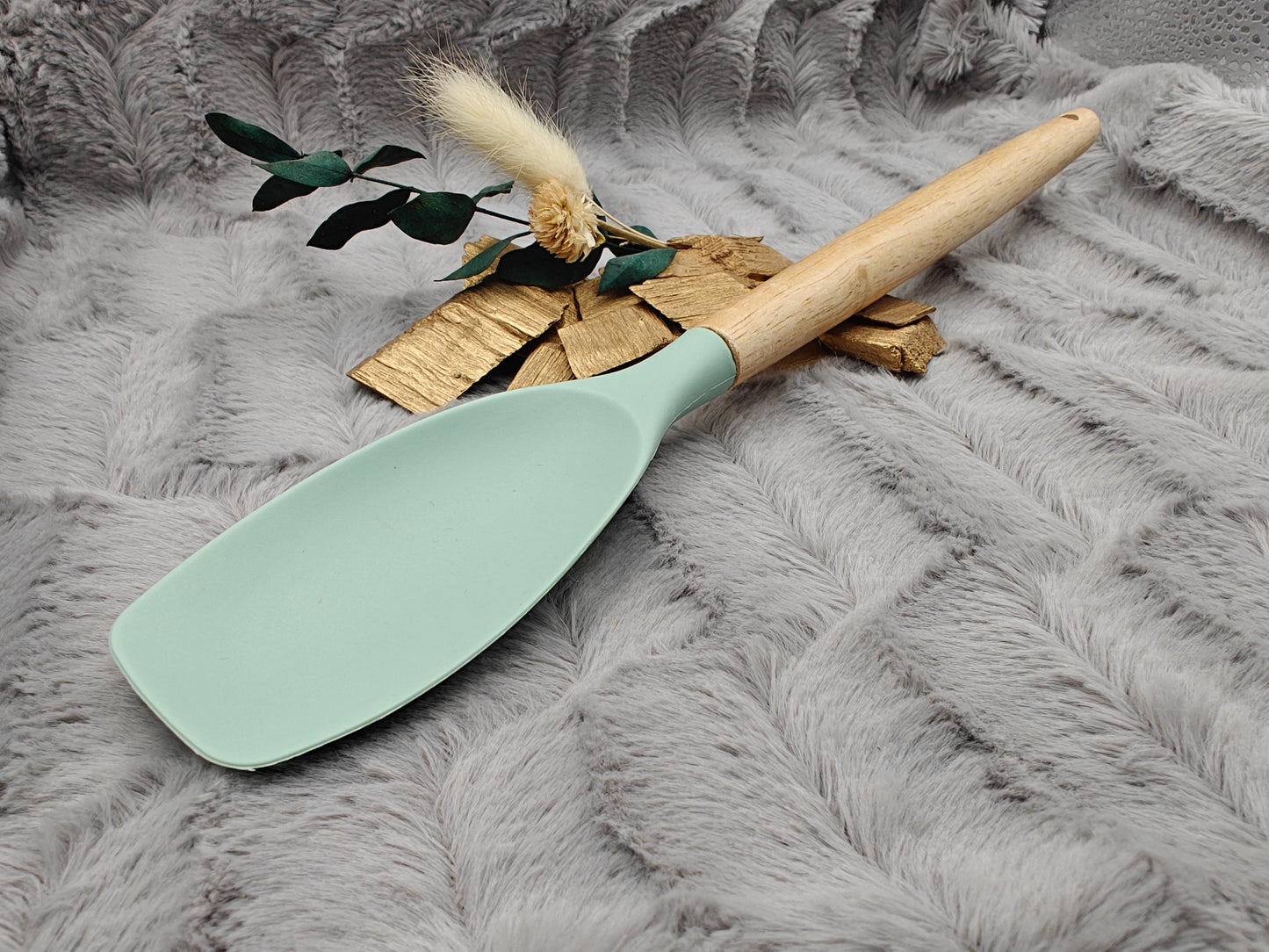Kochlöffel personalisiert Silikon ca. 31 cm lang mit Wunschgravur Geschenk Küchenhelfer mintgrün oder schwarz