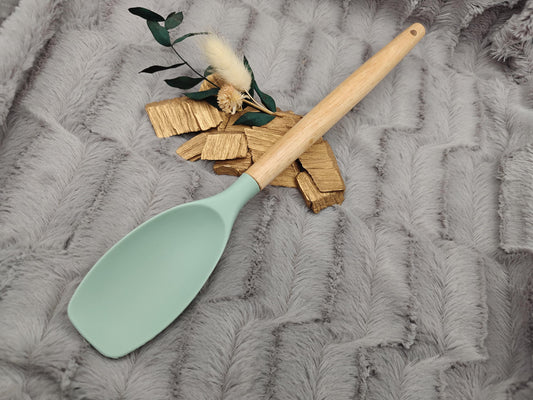 Kochlöffel personalisiert Silikon ca. 31 cm lang mit Wunschgravur Geschenk Küchenhelfer mintgrün oder schwarz