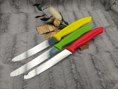 Messer personalisiert Küchenmesser Tomatenmesser mit individueller Gravur 11 cm Klinge 7 Farben zur Wahl