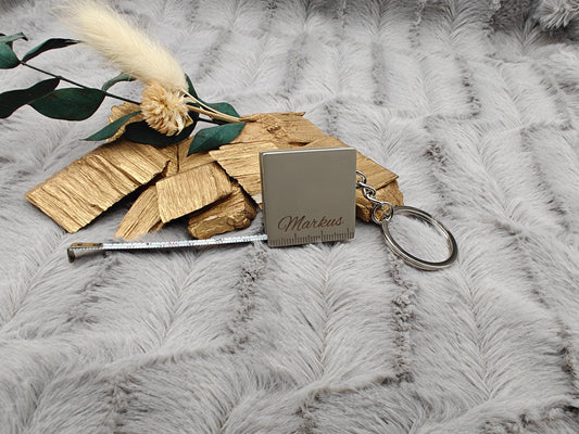 Schlüsselanhänger personalisiert Edelstahl Maßband mit Gravur Geschenk Handwerker Heimwerken