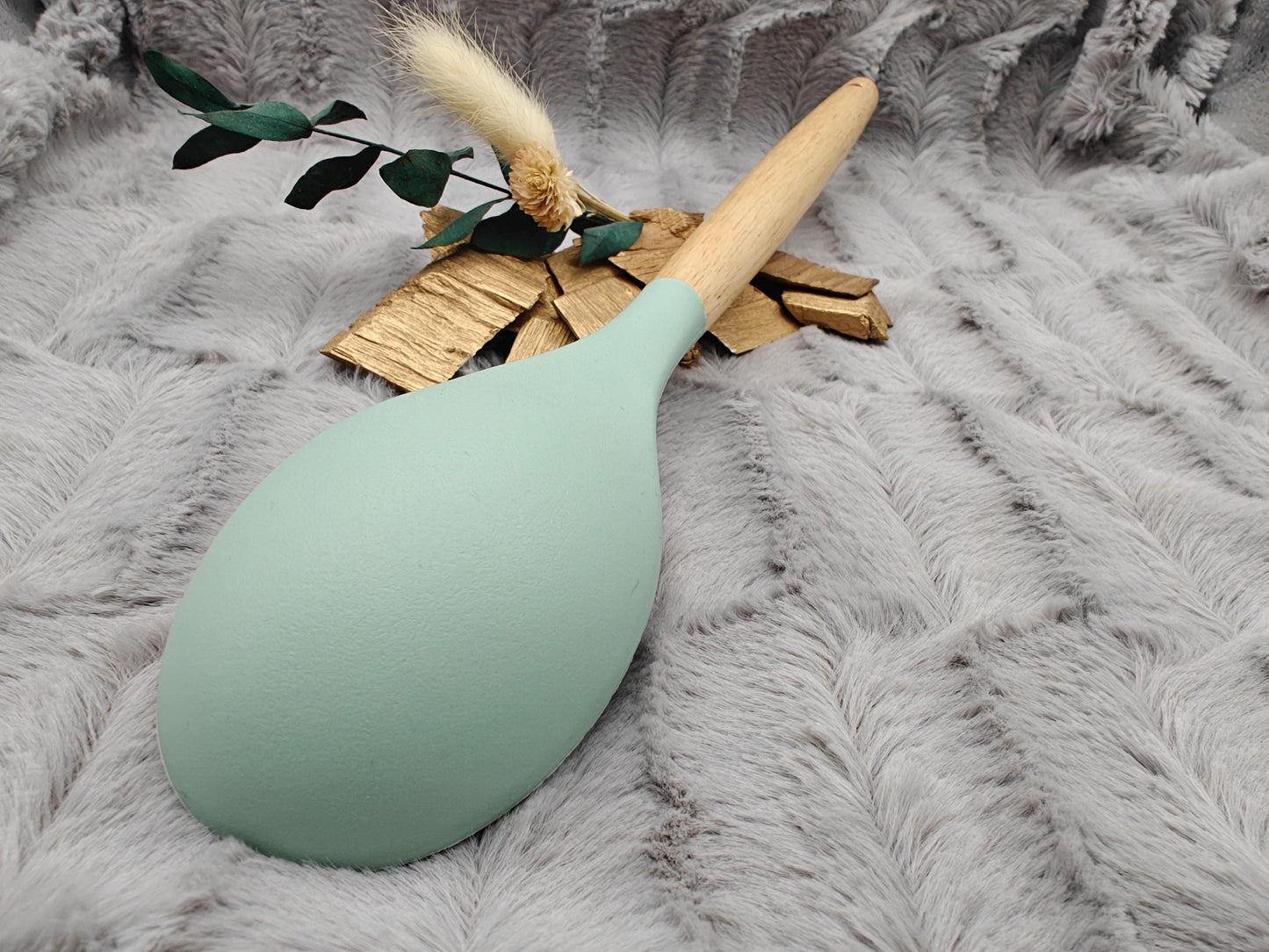 Kochlöffel personalisiert Silikon ca. 31 cm lang mit Wunschgravur Geschenk Küchenhelfer mintgrün oder schwarz