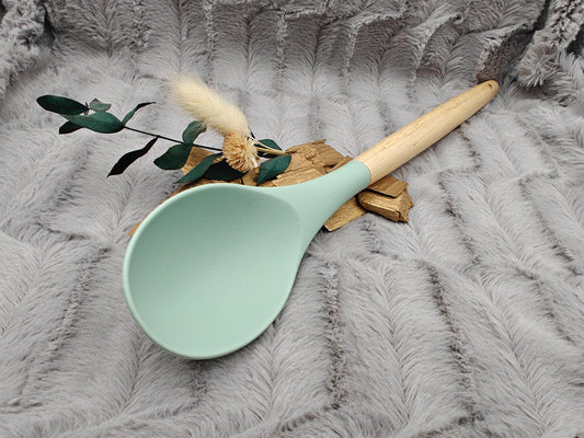 Kochlöffel personalisiert Silikon ca. 31 cm lang mit Wunschgravur Geschenk Küchenhelfer mintgrün oder schwarz