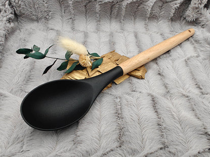 Kochlöffel personalisiert Silikon ca. 31 cm lang mit Wunschgravur Geschenk Küchenhelfer mintgrün oder schwarz