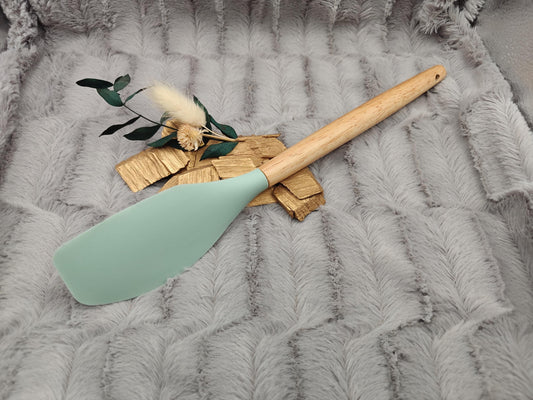 Teigschaber Silikonspatel Pfannenwender personalisiert ca. 31 cm lang mit Wunschgravur Geschenk Küchenhelfer mintgrün oder schwarz