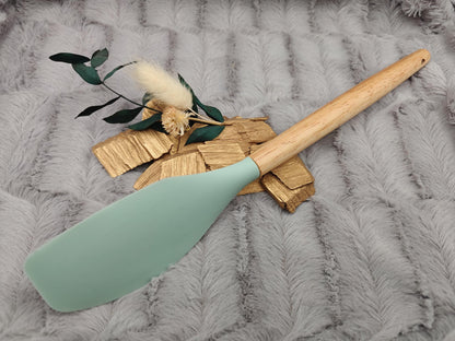 Teigschaber Silikonspatel Pfannenwender personalisiert ca. 31 cm lang mit Wunschgravur Geschenk Küchenhelfer mintgrün oder schwarz