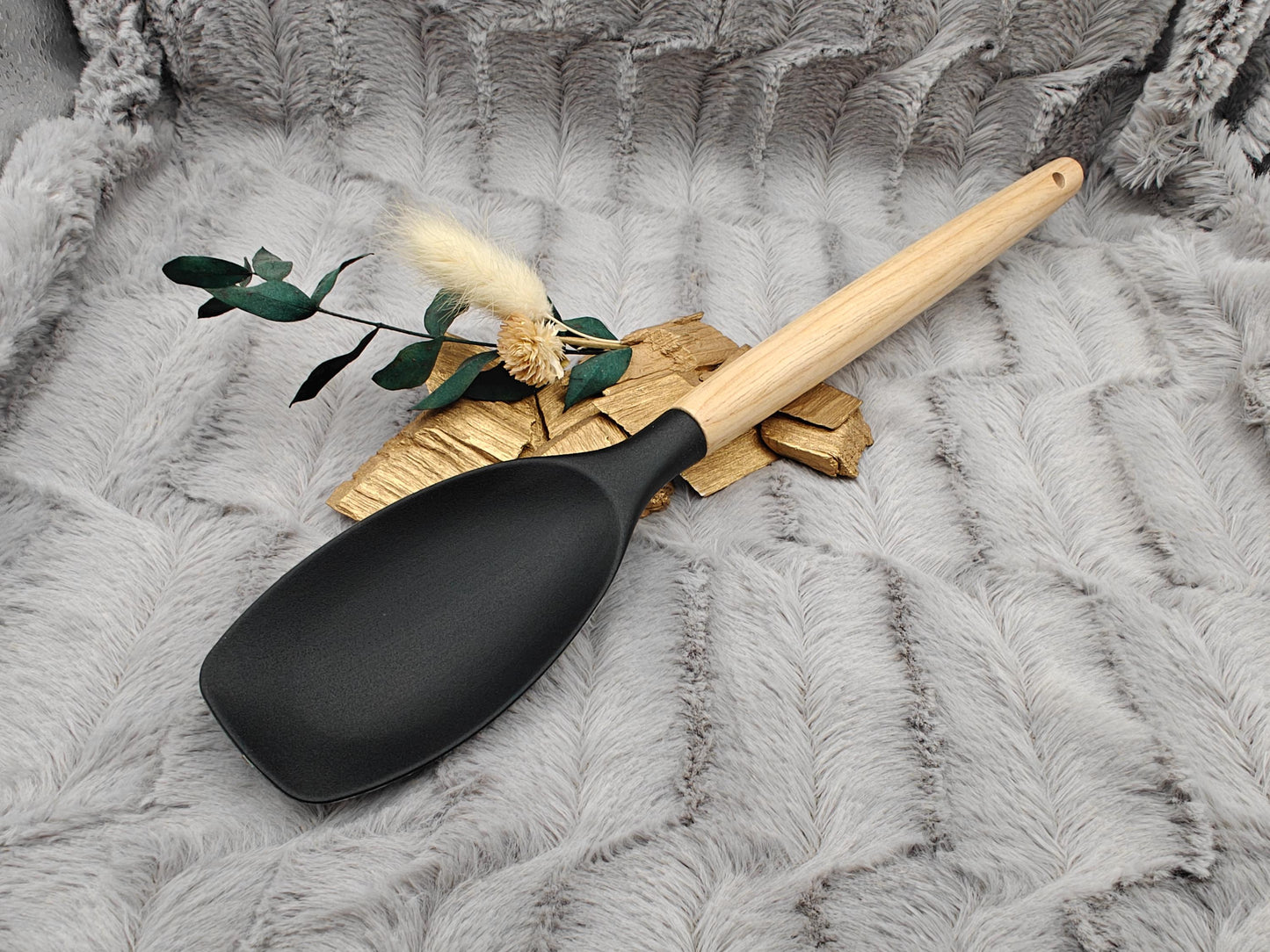 Kochlöffel personalisiert Silikon ca. 31 cm lang mit Wunschgravur Geschenk Küchenhelfer mintgrün oder schwarz