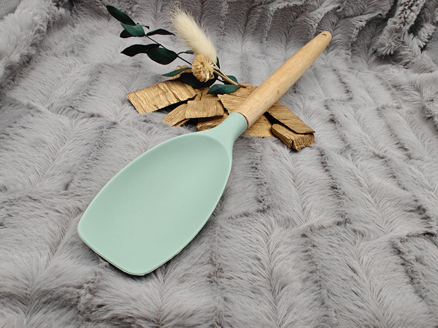 Kochlöffel personalisiert Silikon ca. 31 cm lang mit Wunschgravur Geschenk Küchenhelfer mintgrün oder schwarz