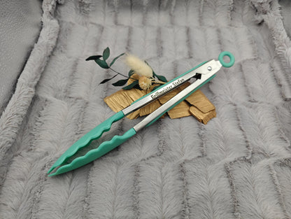 Grillzange personalisiert Küchenzange mintgrün 28 cm lang Vorlegezange mit Wunschgravur individuelles Geschenk Geschenkidee