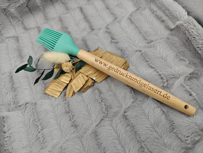 Silikonpinsel personalisiert Grillpinsel Backpinsel 26,8 cm lang mintgrün backen, marinieren, kochen mit individueller Gravur Geschenk
