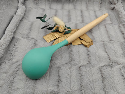 Suppenkelle personalisiert Soßenkelle Schöpflöffel Silikon personalisiert Holz mintgrün kochen ca. 30,5 cm lang mit Gravur