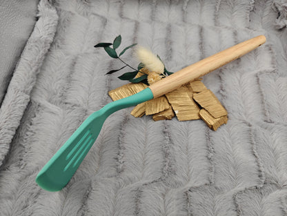 Pfannenwender personalisiert Kochlöffel Silikon ca. 31 cm lang mit Wunschgravur Geschenk Küchenhelfer mintgrün