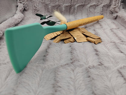 Pfannenwender personalisiert Kochlöffel Silikon ca. 31 cm lang mit Wunschgravur Geschenk Küchenhelfer mintgrün