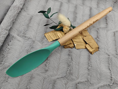 Kochlöffel personalisiert Pfannenwender Silikon ca. 31 cm lang mit Wunschgravur Geschenk Küchenhelfer mintgrün