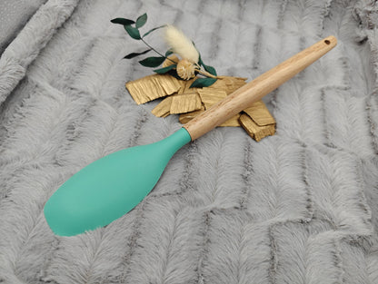 Kochlöffel personalisiert Pfannenwender Silikon ca. 31 cm lang mit Wunschgravur Geschenk Küchenhelfer mintgrün