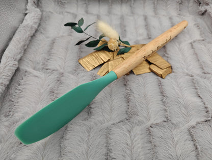 Kochlöffel personalisiert Pfannenwender Silikon ca. 31 cm lang mit Wunschgravur Geschenk Küchenhelfer mintgrün