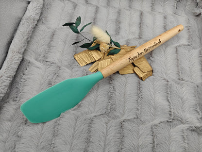 Kochlöffel personalisiert Pfannenwender Silikon ca. 31 cm lang mit Wunschgravur Geschenk Küchenhelfer mintgrün
