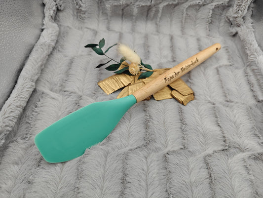 Kochlöffel personalisiert Pfannenwender Silikon ca. 31 cm lang mit Wunschgravur Geschenk Küchenhelfer mintgrün