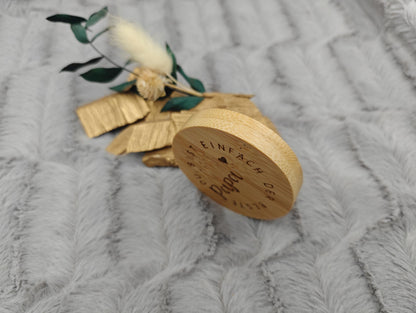 Flaschenöffner Bester Papa rund aus Bambus mit Gravur Geschenk Geschenkidee Vatertag