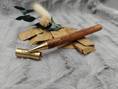 Edler Kugelschreiber Gelstift personalisiert mit Gravur schwarz Kuli Stift Holz Gastgeschenk Geschenk Gift