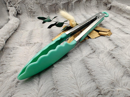 Grillzange personalisiert Küchenzange mintgrün 28 cm lang Vorlegezange mit Wunschgravur individuelles Geschenk Geschenkidee
