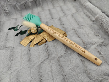 Silikonpinsel personalisiert Grillpinsel Backpinsel 26,8 cm lang mintgrün backen, marinieren, kochen mit individueller Gravur Geschenk