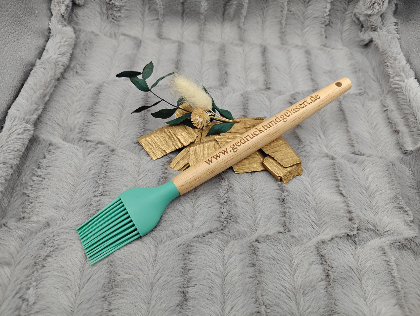 Silikonpinsel personalisiert Grillpinsel Backpinsel 26,8 cm lang mintgrün backen, marinieren, kochen mit individueller Gravur Geschenk