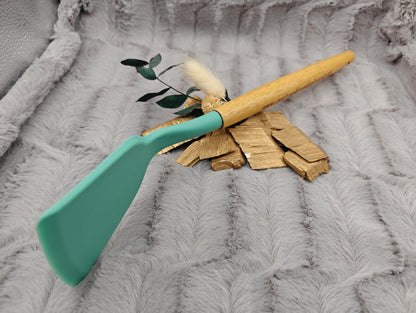 Pfannenwender personalisiert Kochlöffel Silikon ca. 31 cm lang mit Wunschgravur Geschenk Küchenhelfer mintgrün