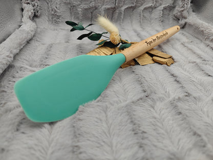 Kochlöffel personalisiert Pfannenwender Silikon ca. 31 cm lang mit Wunschgravur Geschenk Küchenhelfer mintgrün