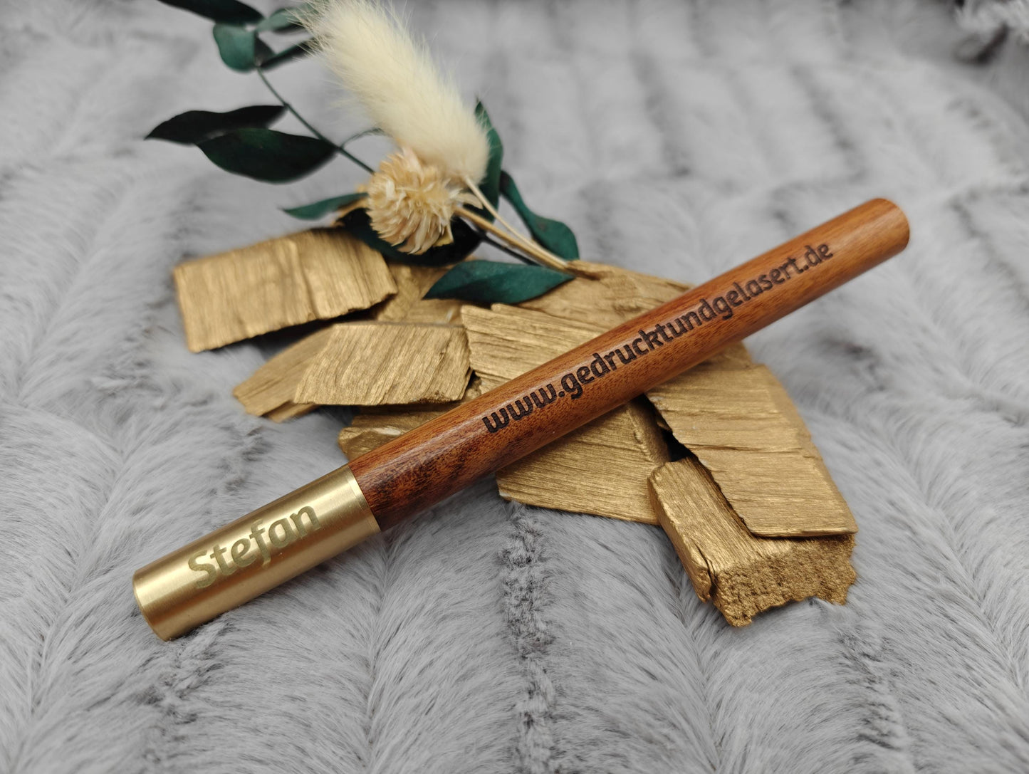 Edler Kugelschreiber Gelstift personalisiert mit Gravur schwarz Kuli Stift Holz Gastgeschenk Geschenk Gift