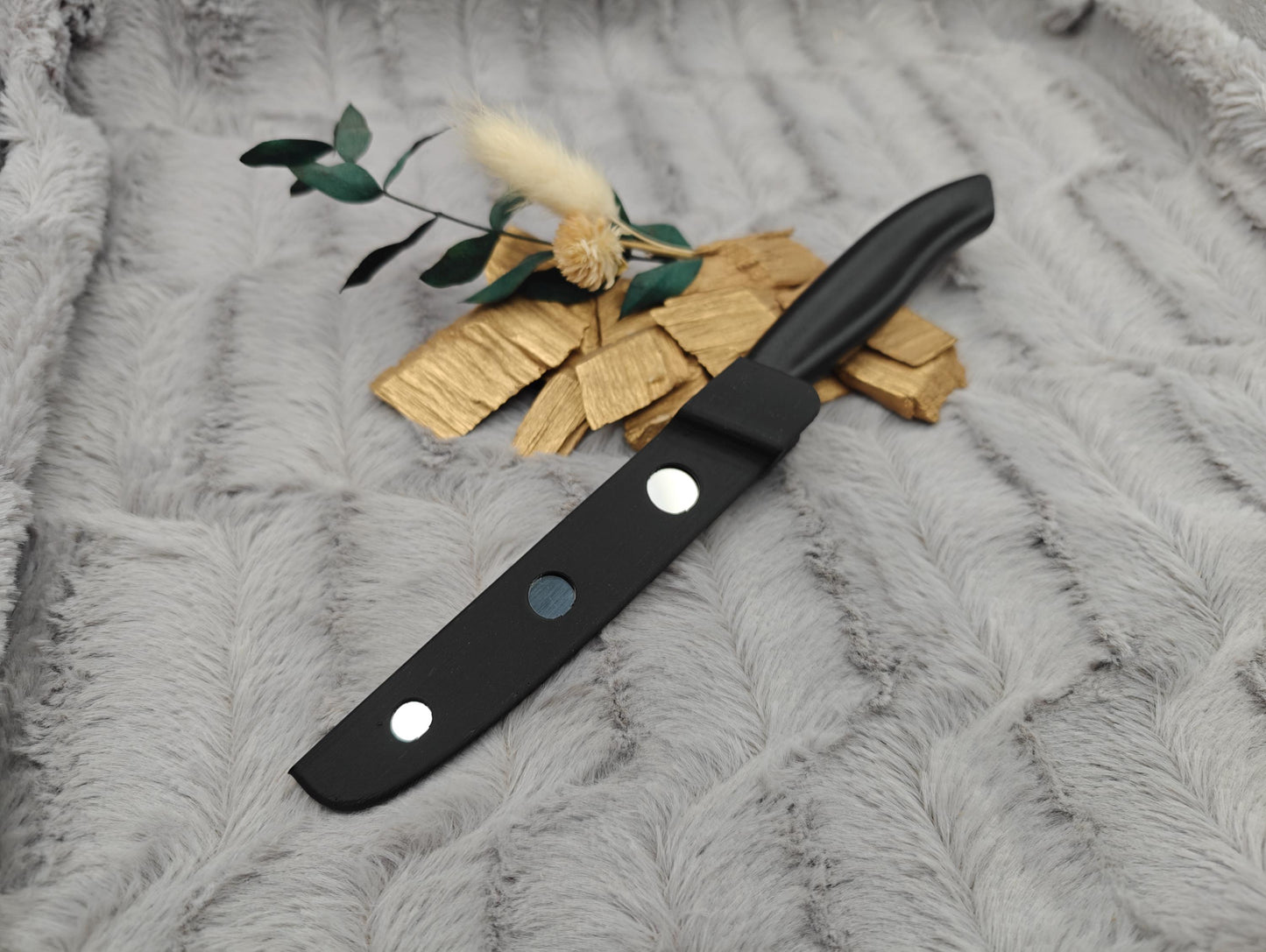 Personalisiertes Küchenmesser mit Gravur | Tomatenmesser Edelstahl 11 cm | Frühstücksmesser mit Name & 3D-gedruckten Klingenschutz