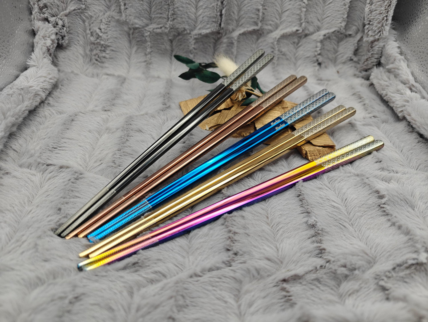 1 Paar Chopsticks personalisiert 2 Stück Essstäbchen Edelstahl mit Gravur 23 cm 5 Farben zur Wahl Geschenk