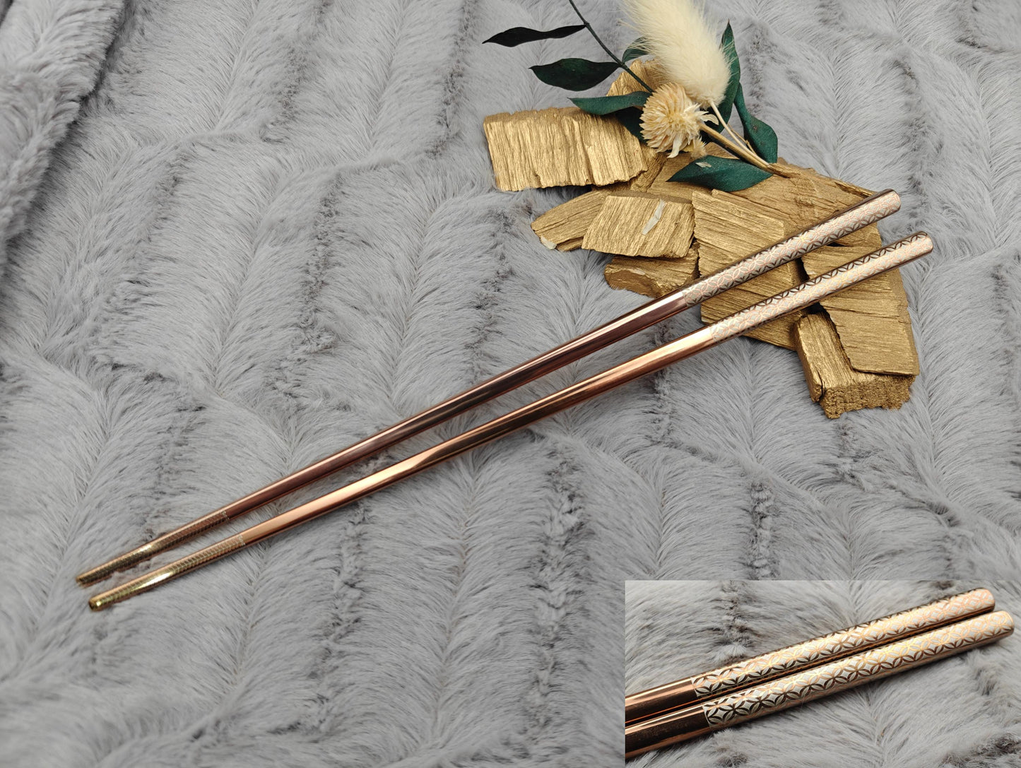 1 Paar Chopsticks personalisiert 2 Stück Essstäbchen Edelstahl mit Gravur 23 cm 5 Farben zur Wahl Geschenk