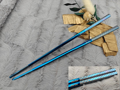 1 Paar Chopsticks personalisiert 2 Stück Essstäbchen Edelstahl mit Gravur 23 cm 5 Farben zur Wahl Geschenk