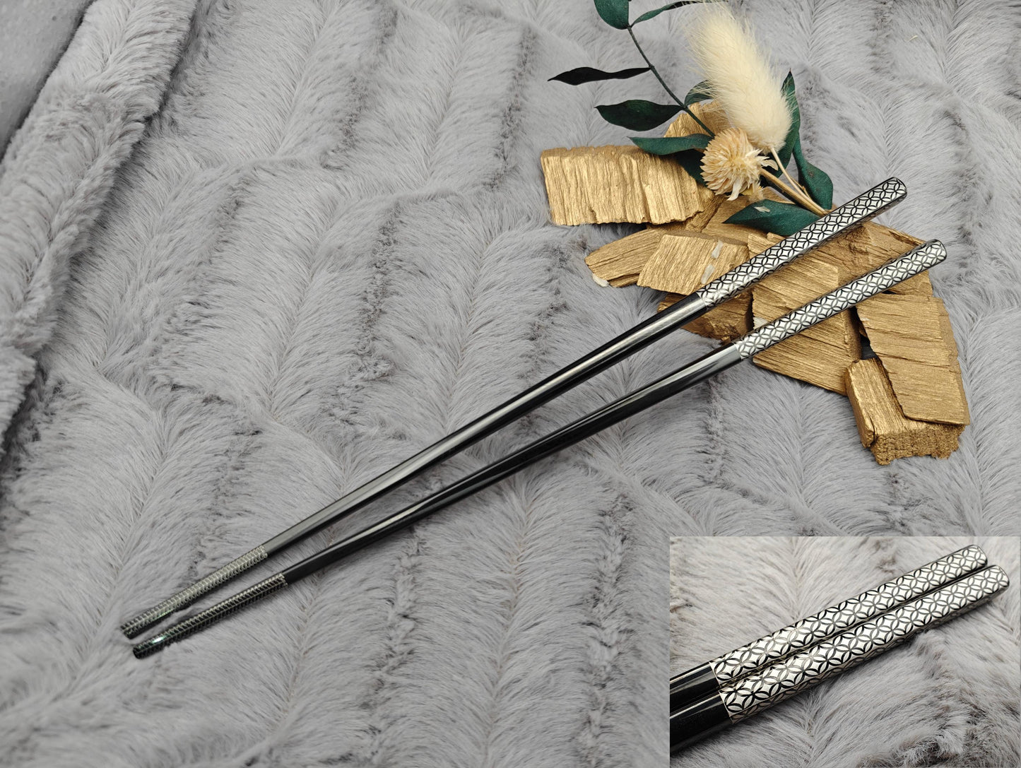 1 Paar Chopsticks personalisiert 2 Stück Essstäbchen Edelstahl mit Gravur 23 cm 5 Farben zur Wahl Geschenk