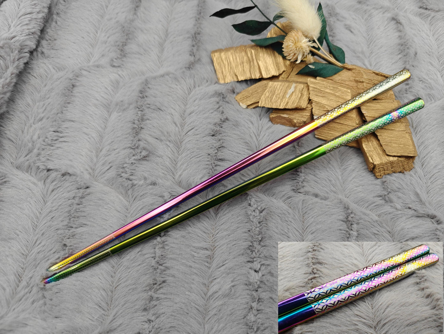 1 Paar Chopsticks personalisiert 2 Stück Essstäbchen Edelstahl mit Gravur 23 cm 5 Farben zur Wahl Geschenk